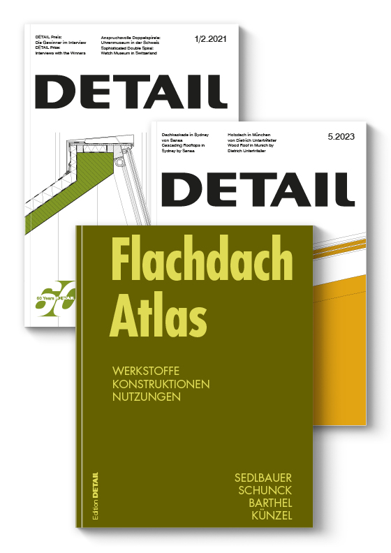 Auf dem Cover sind die 3 verschiedenen Hefte zu sehen, die zum Thema Mix Dächer zusammen gestellt worden sind. Inklusive ist das Fachbuch Flachdach Atlas.